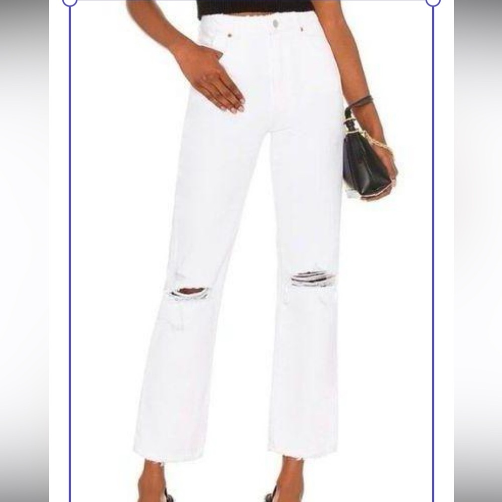 High Waist White Distressed Jeans NWT
